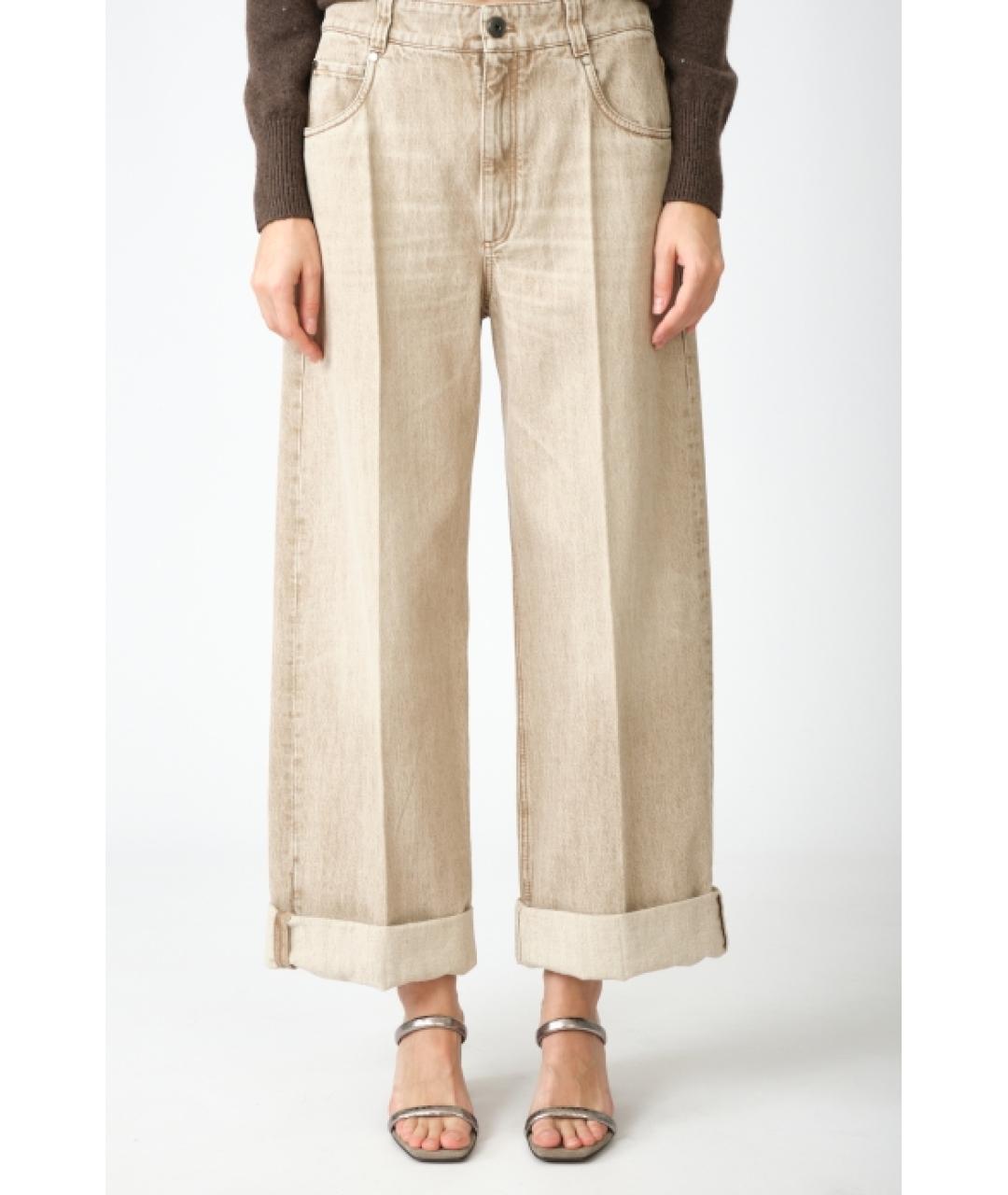 BRUNELLO CUCINELLI Коричневые хлопковые прямые джинсы, фото 3