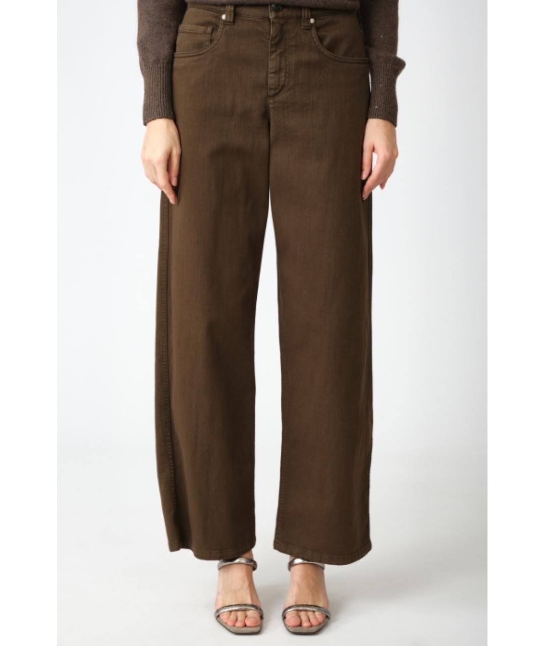 BRUNELLO CUCINELLI Коричневые хлопковые прямые джинсы, фото 2