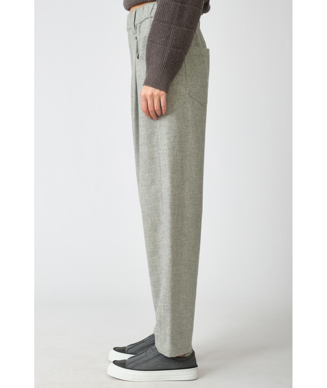 BRUNELLO CUCINELLI Серые шерстяные прямые брюки, фото 3