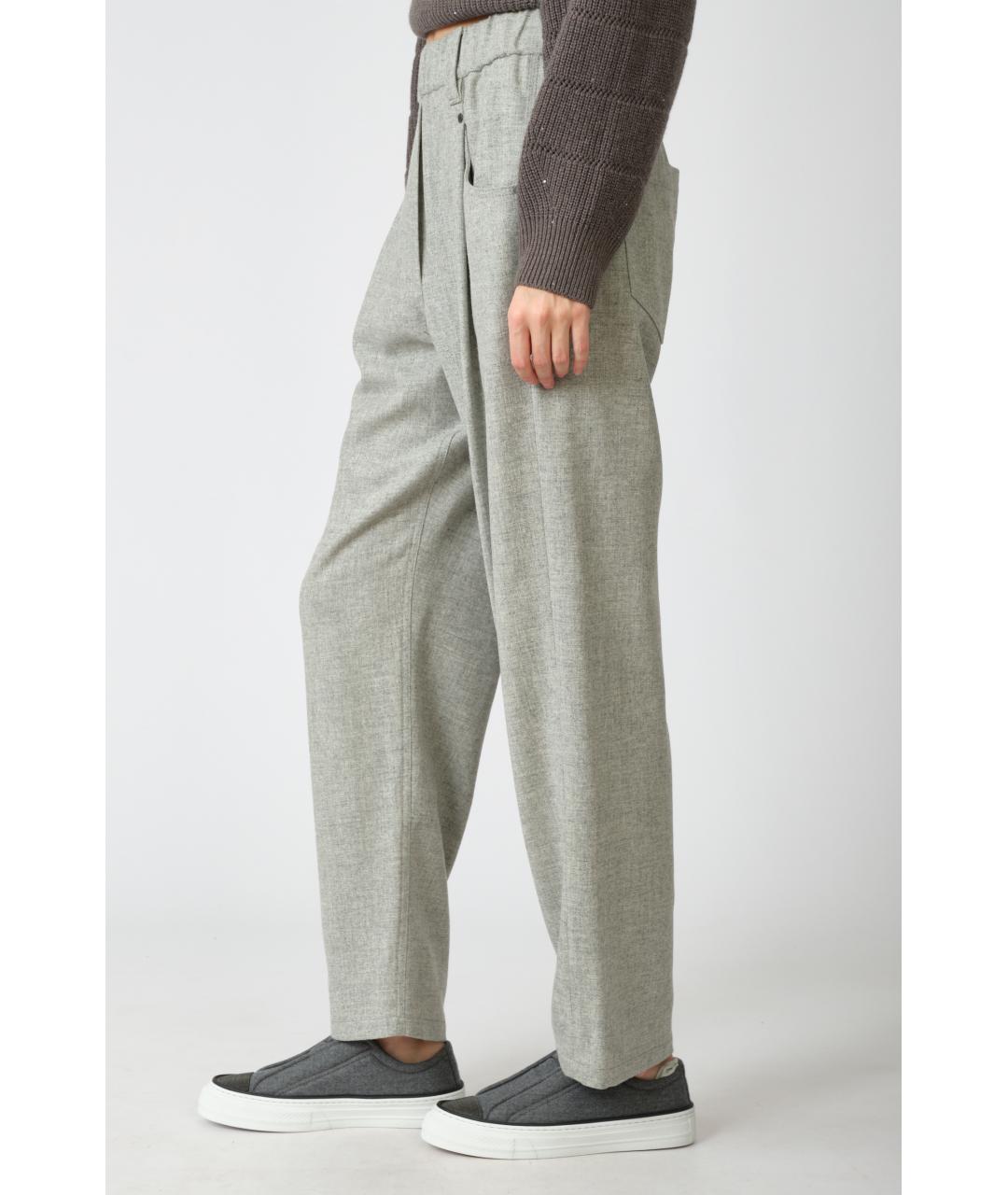 BRUNELLO CUCINELLI Серые шерстяные прямые брюки, фото 2