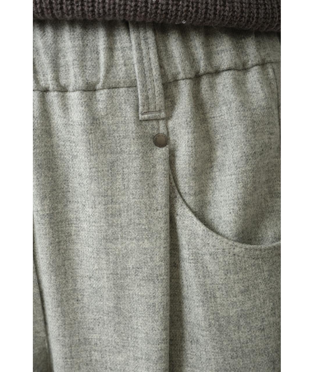 BRUNELLO CUCINELLI Серые шерстяные прямые брюки, фото 5