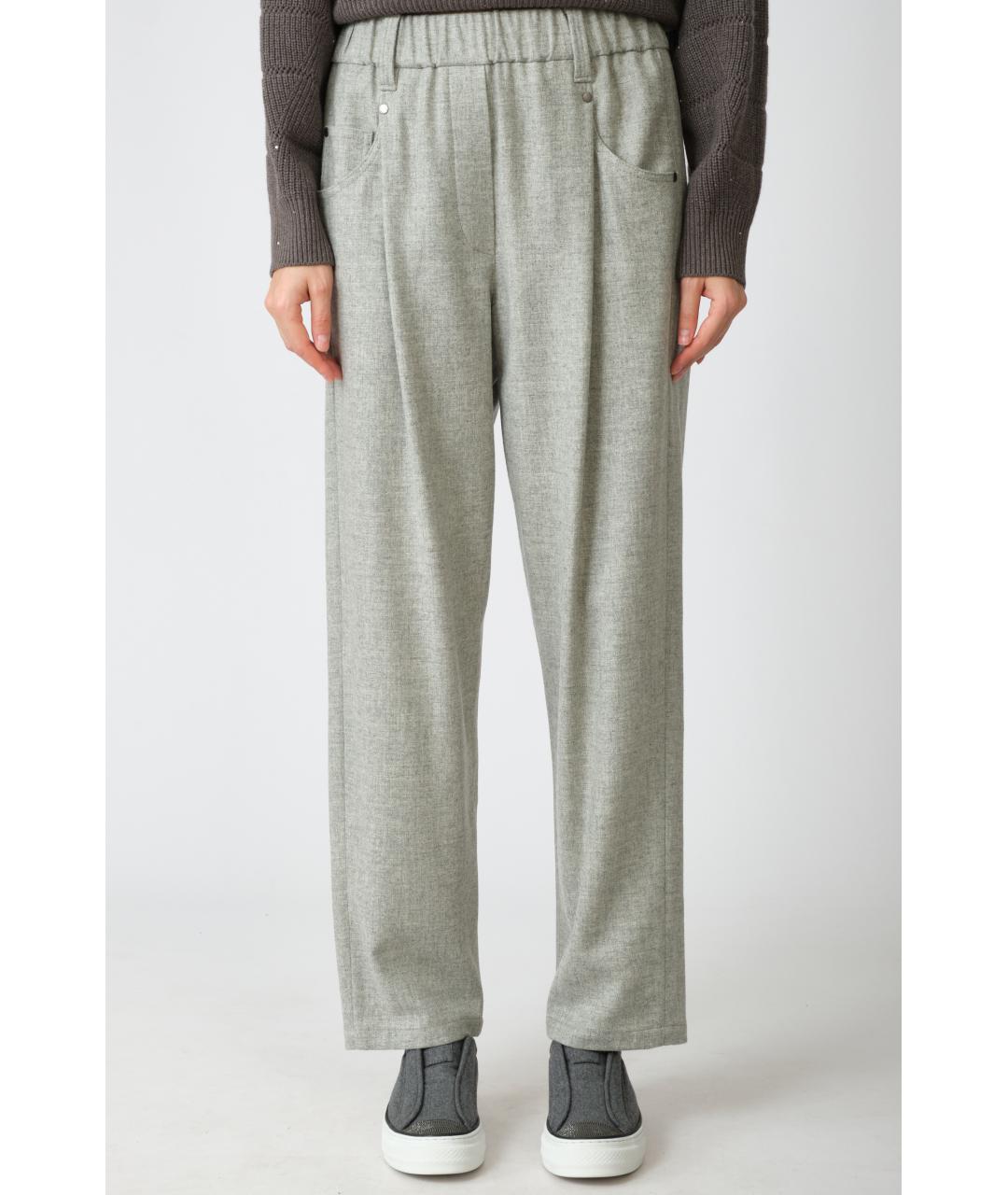 BRUNELLO CUCINELLI Серые шерстяные прямые брюки, фото 7