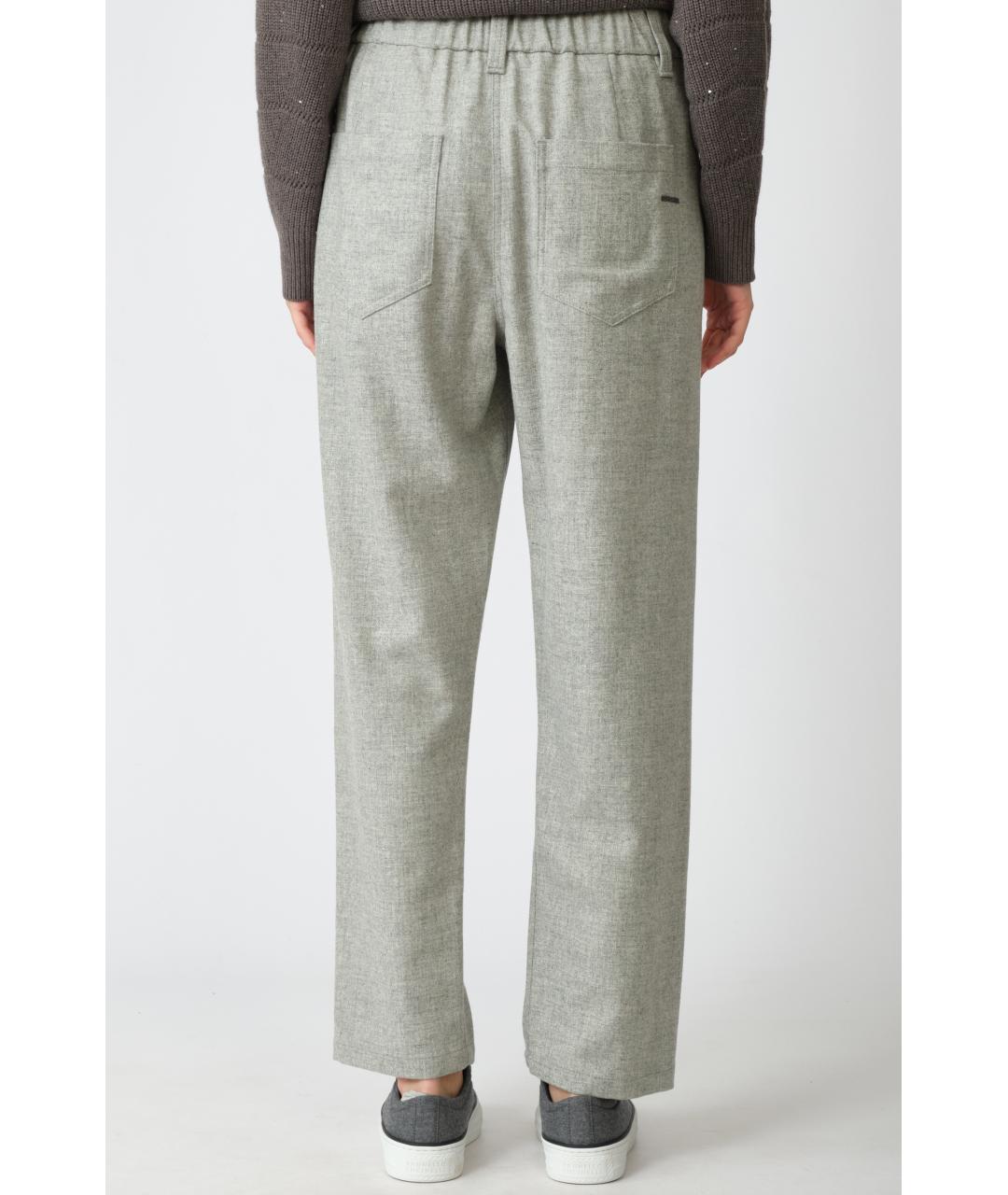 BRUNELLO CUCINELLI Серые шерстяные прямые брюки, фото 4