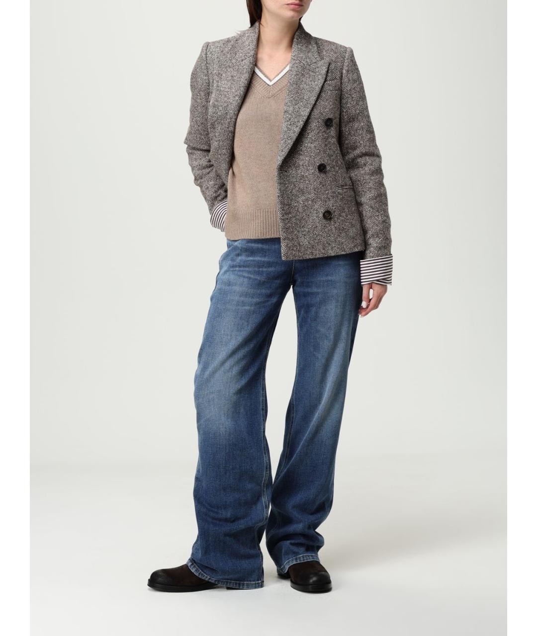 BRUNELLO CUCINELLI Темно-синие хлопковые прямые джинсы, фото 2