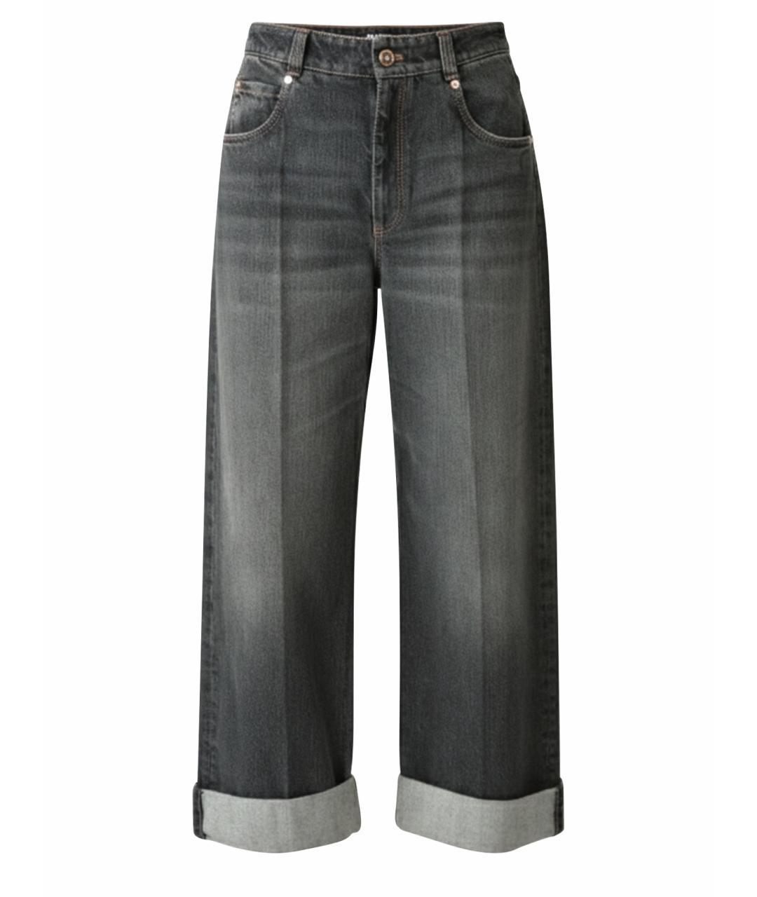 BRUNELLO CUCINELLI Серые хлопковые прямые джинсы, фото 1