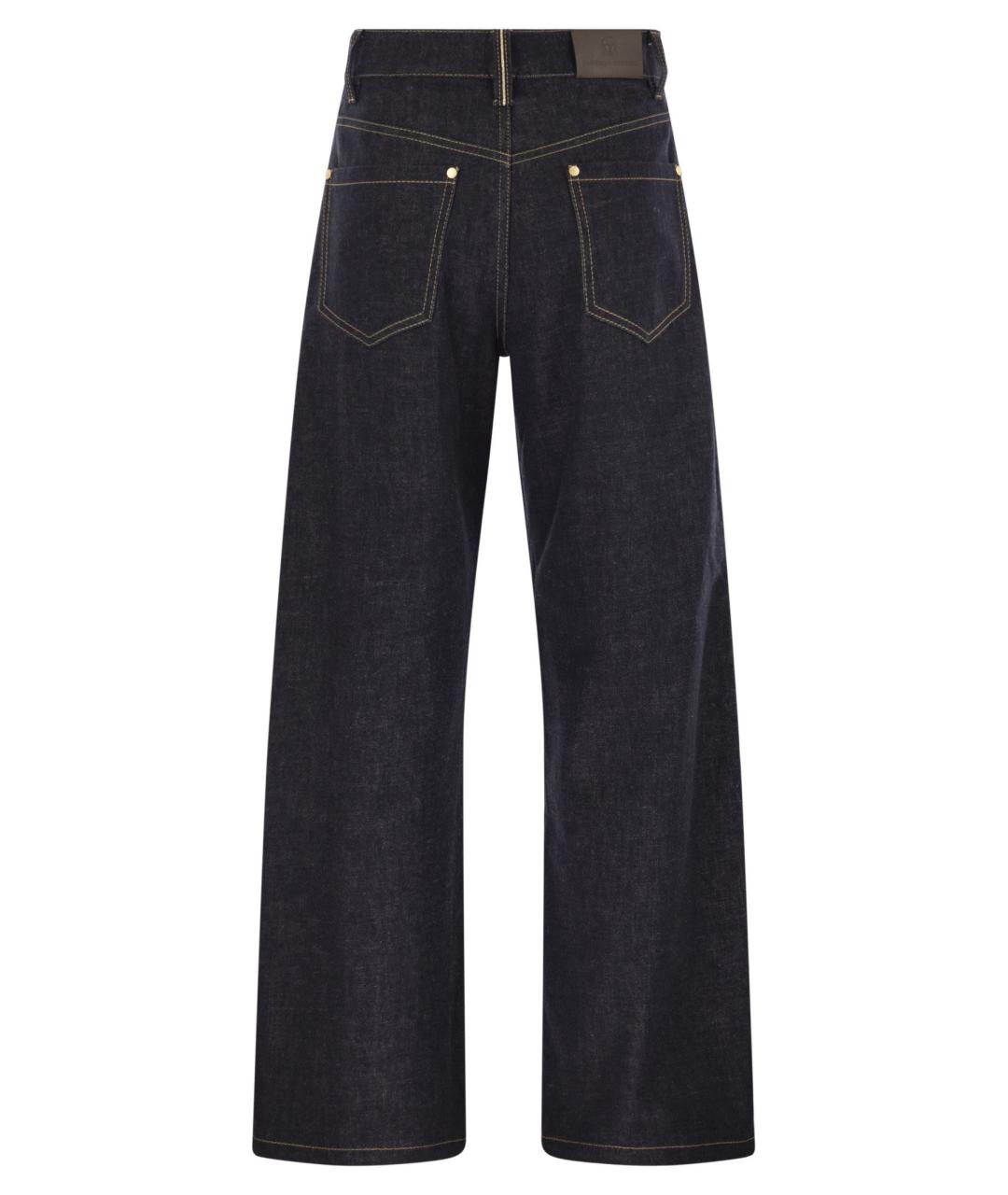 BRUNELLO CUCINELLI Темно-синие хлопковые прямые джинсы, фото 2