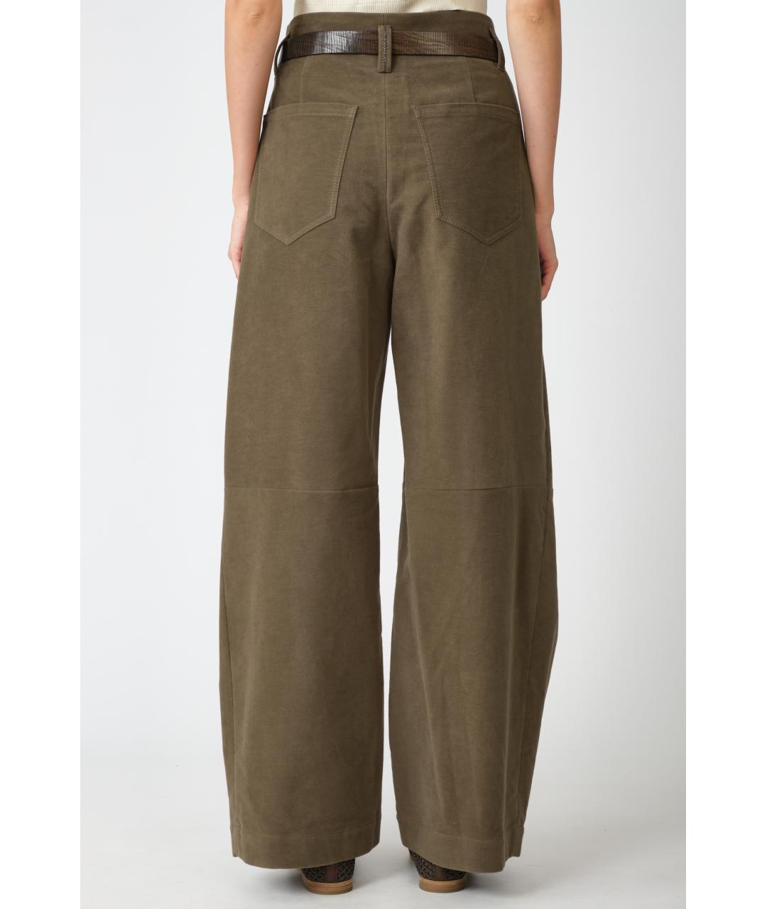 BRUNELLO CUCINELLI Коричневые хлопковые прямые брюки, фото 5