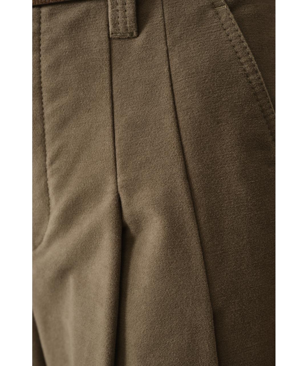 BRUNELLO CUCINELLI Коричневые хлопковые прямые брюки, фото 6