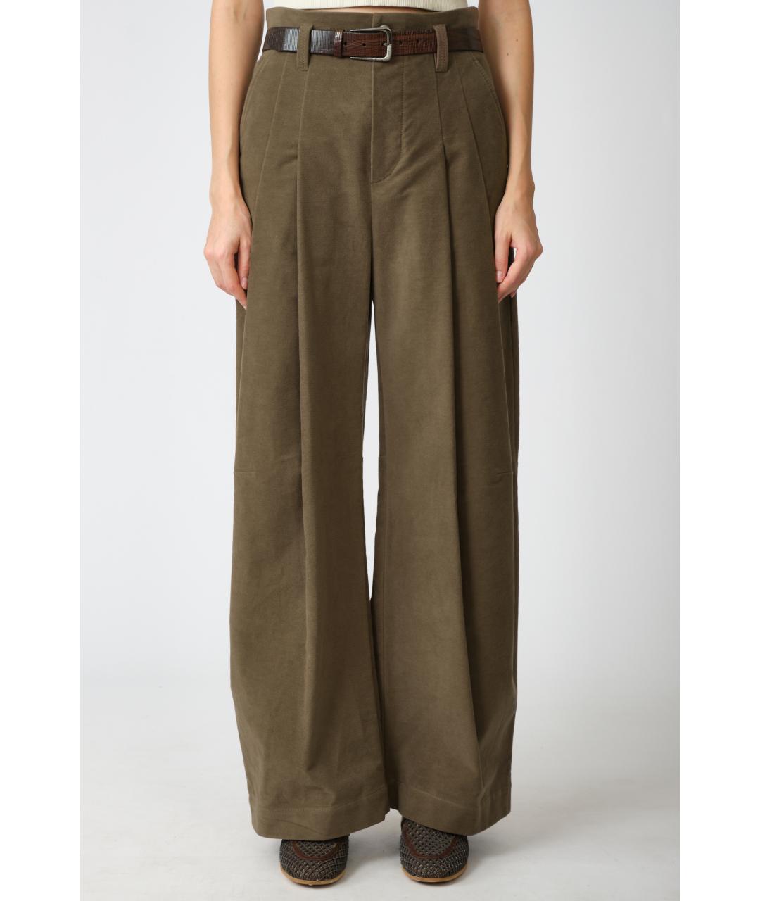 BRUNELLO CUCINELLI Коричневые хлопковые прямые брюки, фото 10