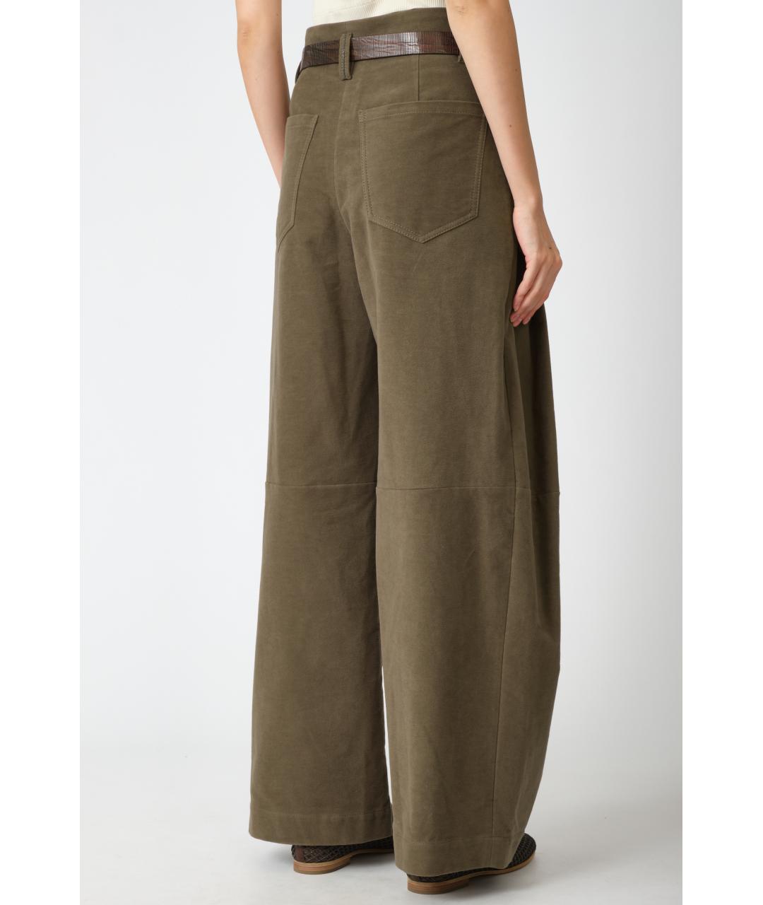 BRUNELLO CUCINELLI Коричневые хлопковые прямые брюки, фото 4