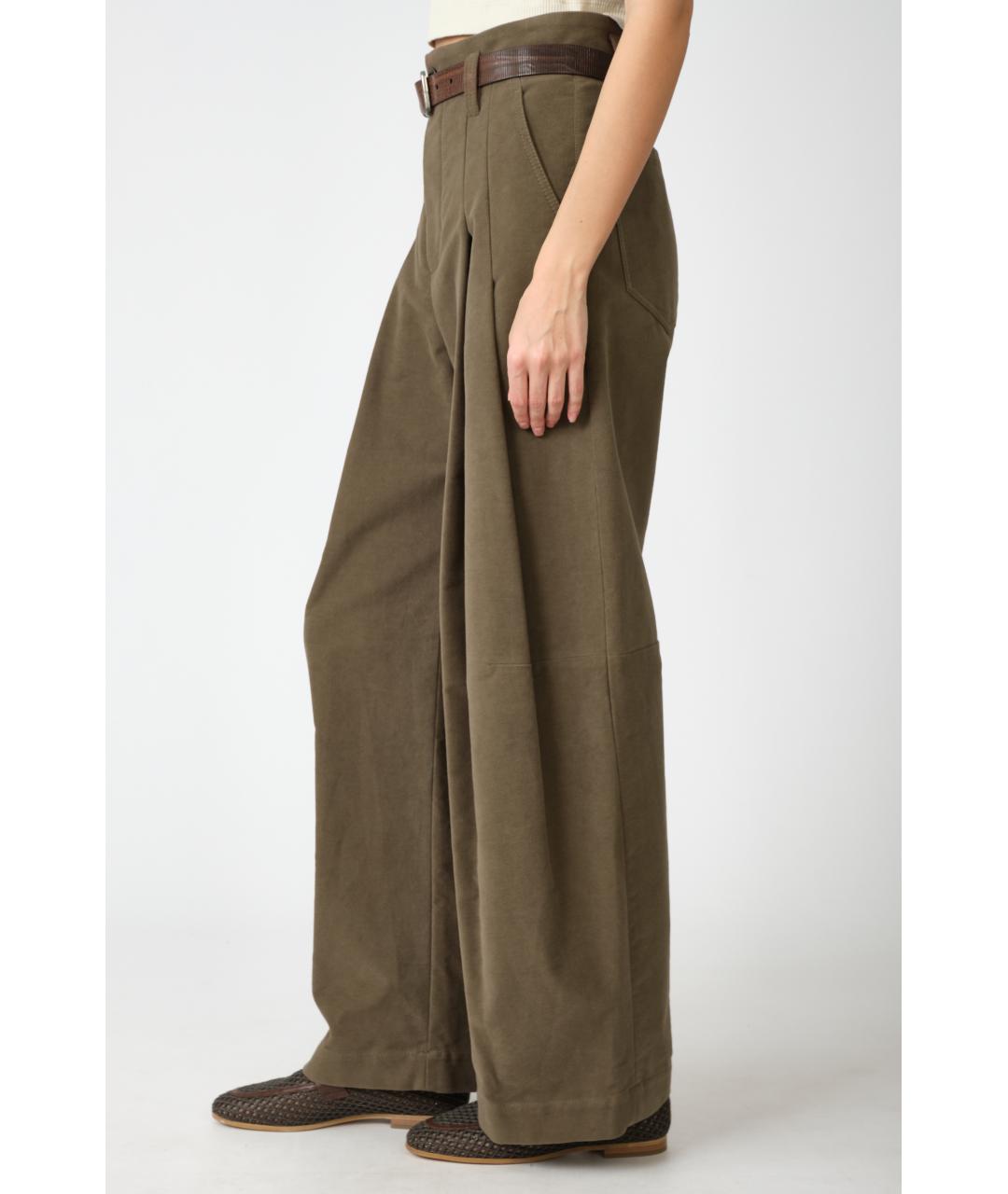 BRUNELLO CUCINELLI Коричневые хлопковые прямые брюки, фото 3