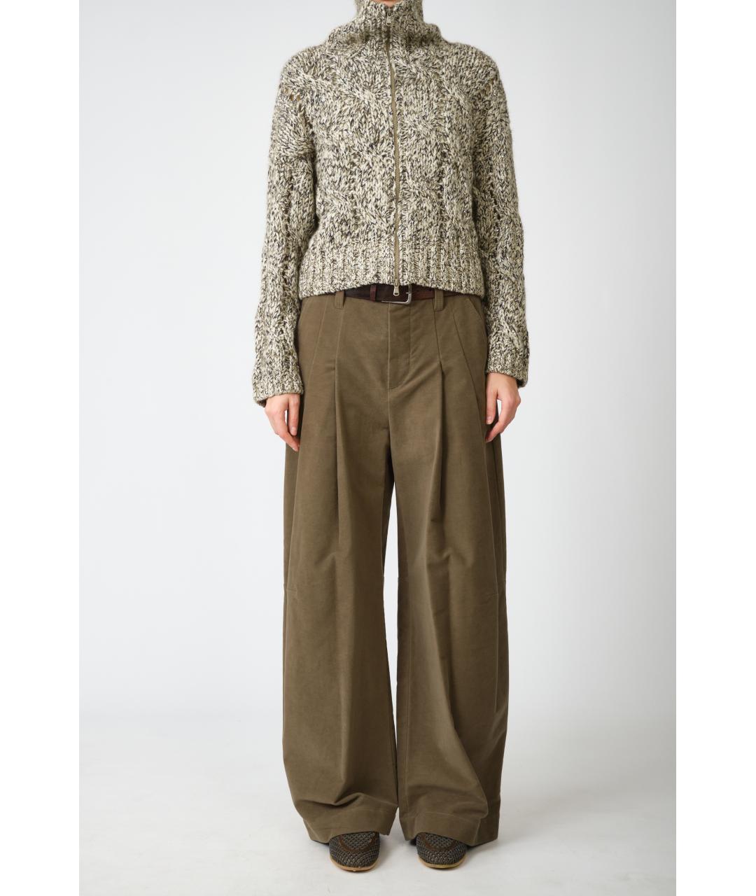 BRUNELLO CUCINELLI Коричневые хлопковые прямые брюки, фото 7