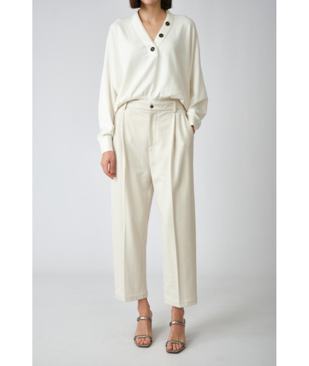 BRUNELLO CUCINELLI Серые хлопковые прямые брюки, фото 2