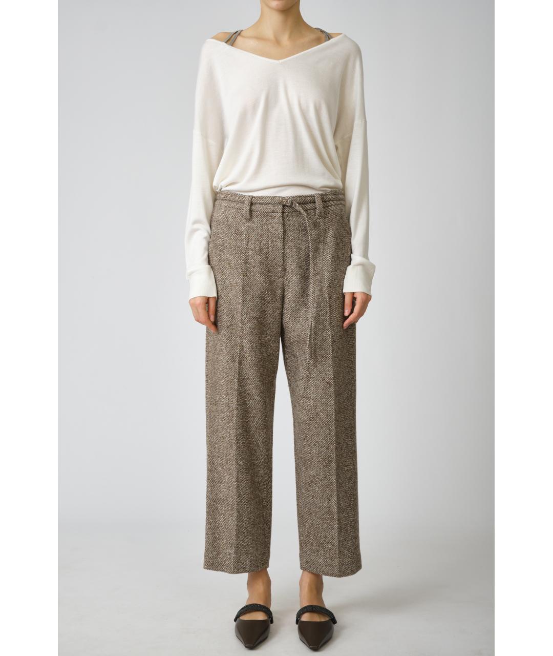 BRUNELLO CUCINELLI Серые шерстяные прямые брюки, фото 7