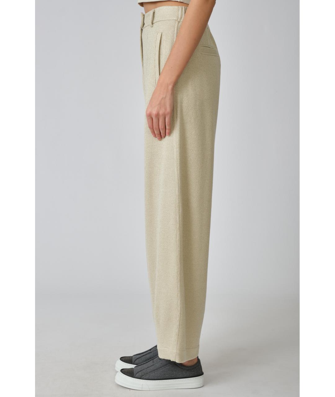 BRUNELLO CUCINELLI Бежевые вискозные прямые брюки, фото 2
