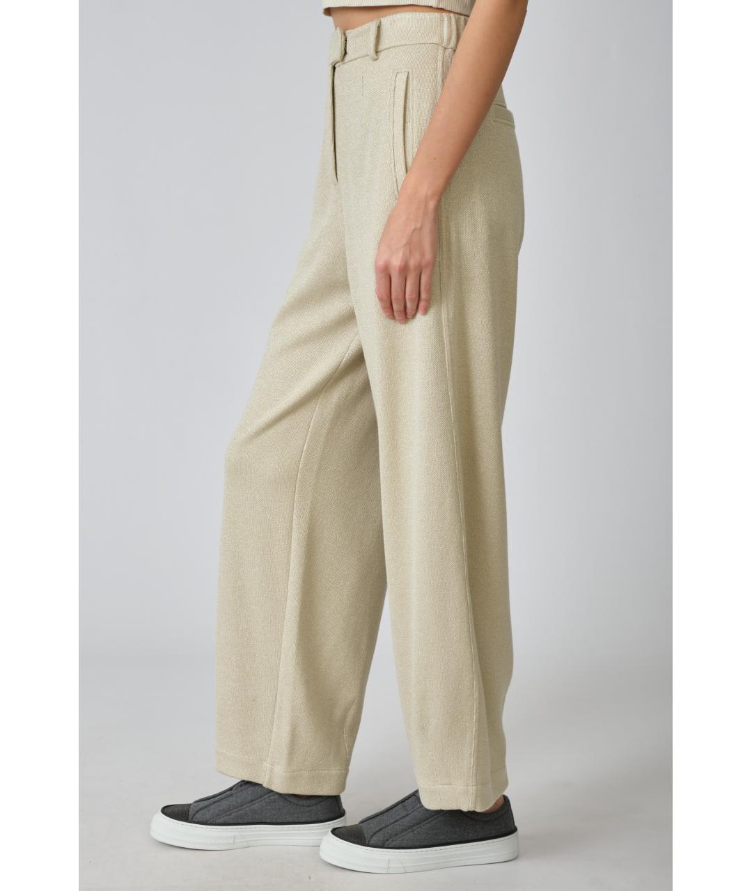 BRUNELLO CUCINELLI Бежевые вискозные прямые брюки, фото 3