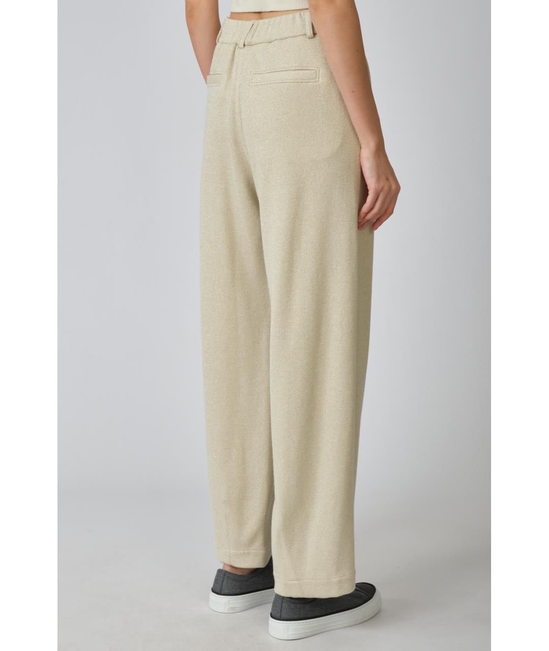 BRUNELLO CUCINELLI Бежевые вискозные прямые брюки, фото 4