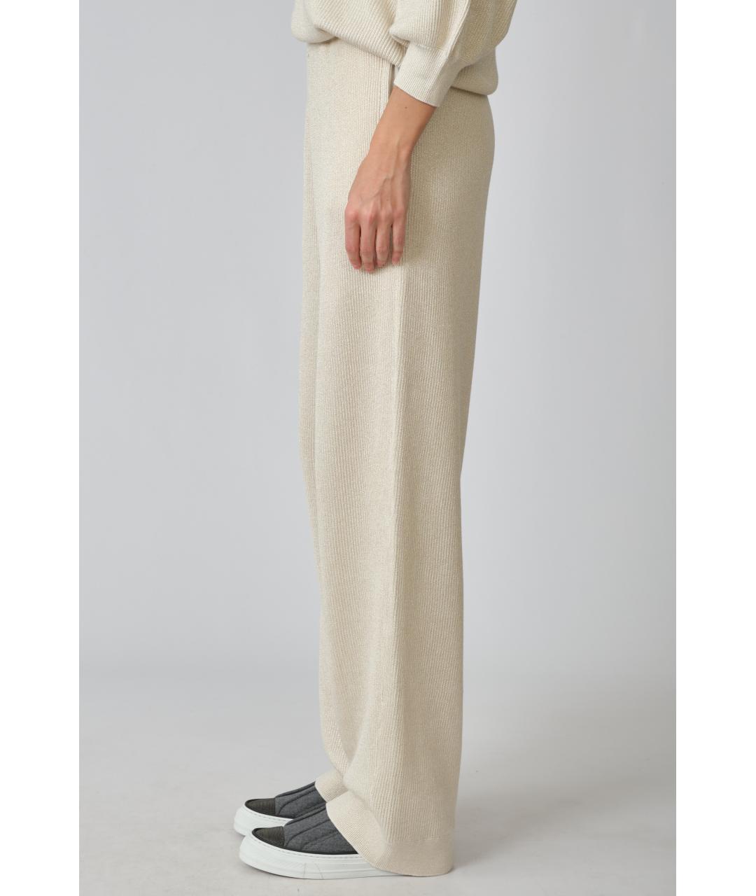 BRUNELLO CUCINELLI Бежевые хлопковые прямые брюки, фото 3