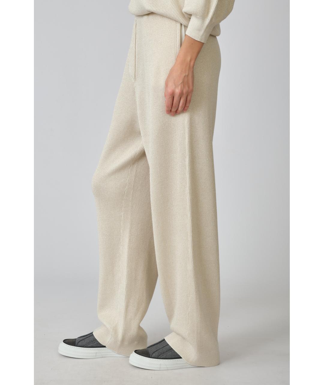 BRUNELLO CUCINELLI Бежевые хлопковые прямые брюки, фото 2