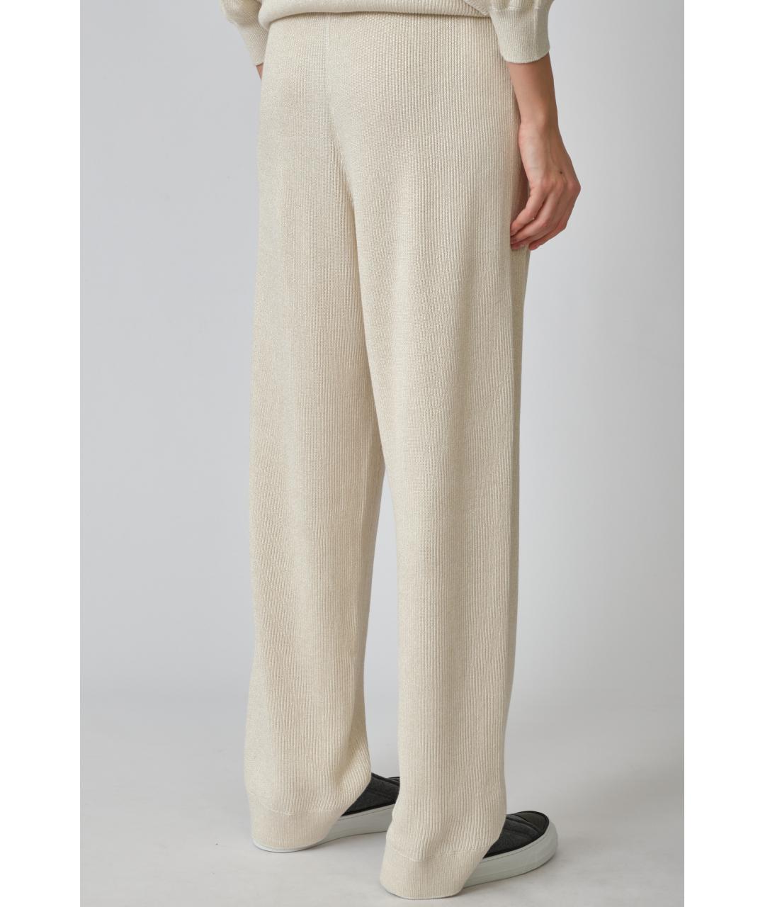 BRUNELLO CUCINELLI Бежевые хлопковые прямые брюки, фото 4