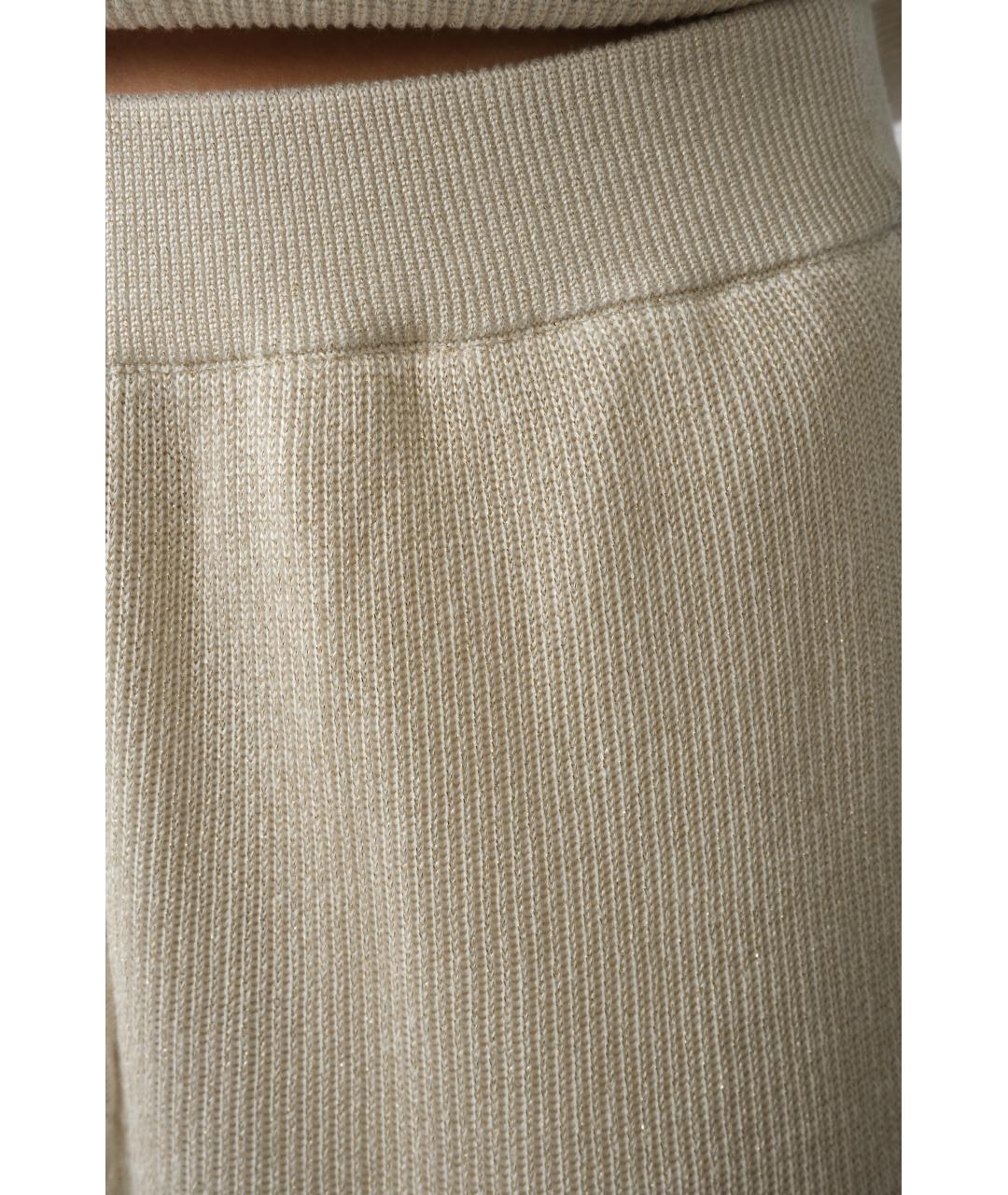 BRUNELLO CUCINELLI Бежевые хлопковые прямые брюки, фото 5