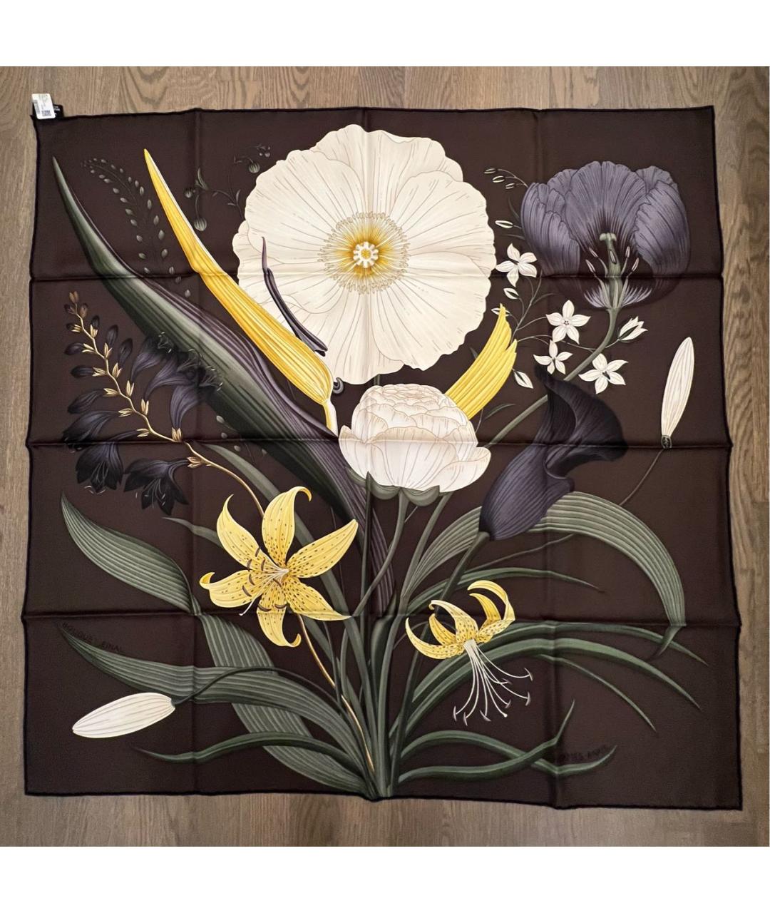 HERMES Коричневый шелковый платок, фото 7