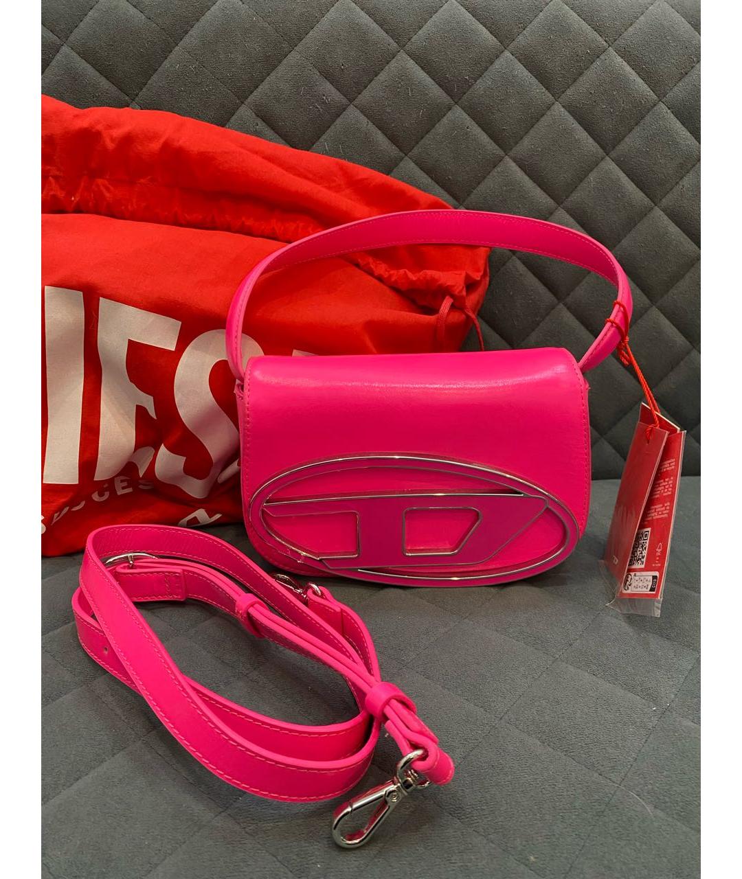 DIESEL Фуксия кожаная сумка через плечо, фото 6