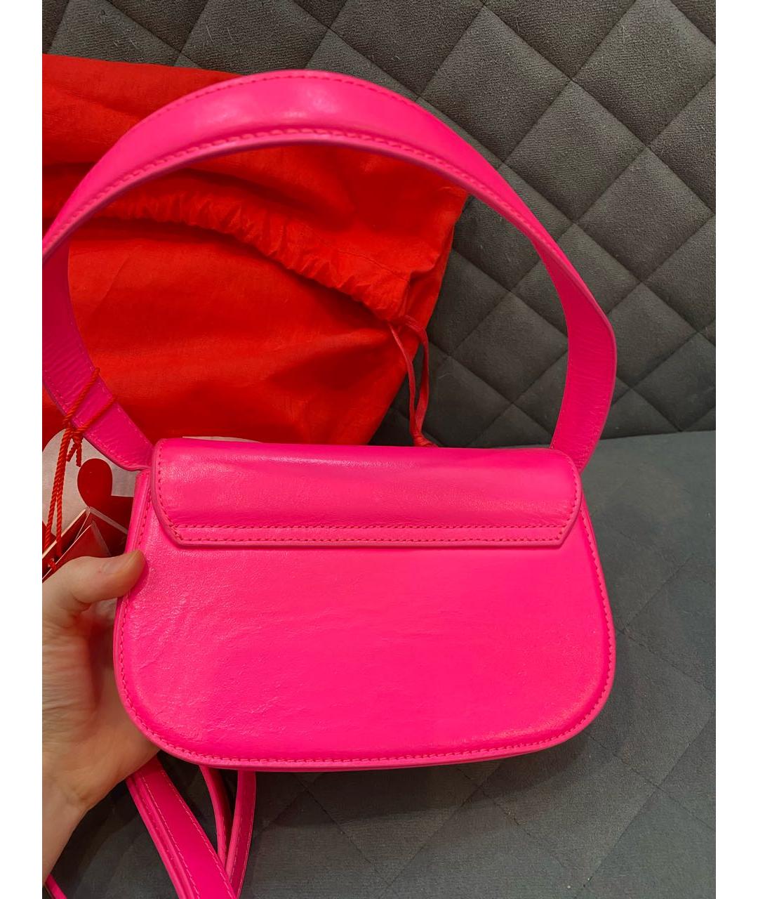 DIESEL Фуксия кожаная сумка через плечо, фото 4