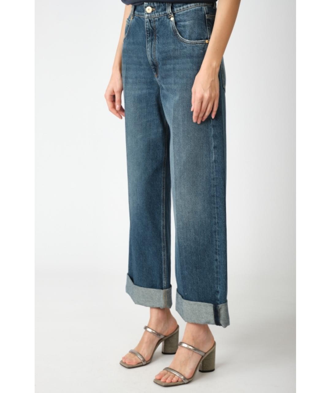 BRUNELLO CUCINELLI Темно-синие хлопковые прямые джинсы, фото 2