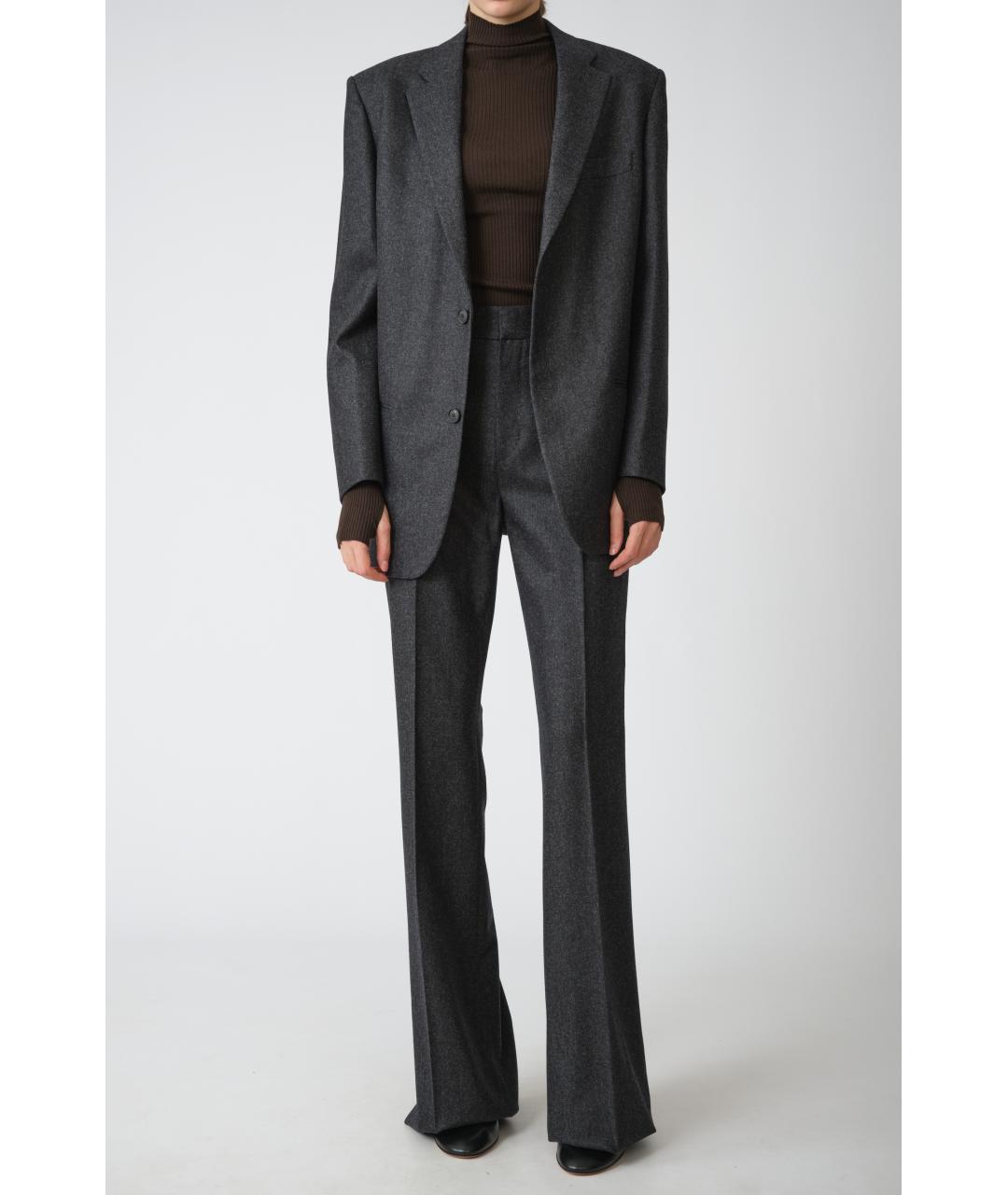 PETAR PETROV Серые шерстяные прямые брюки, фото 5