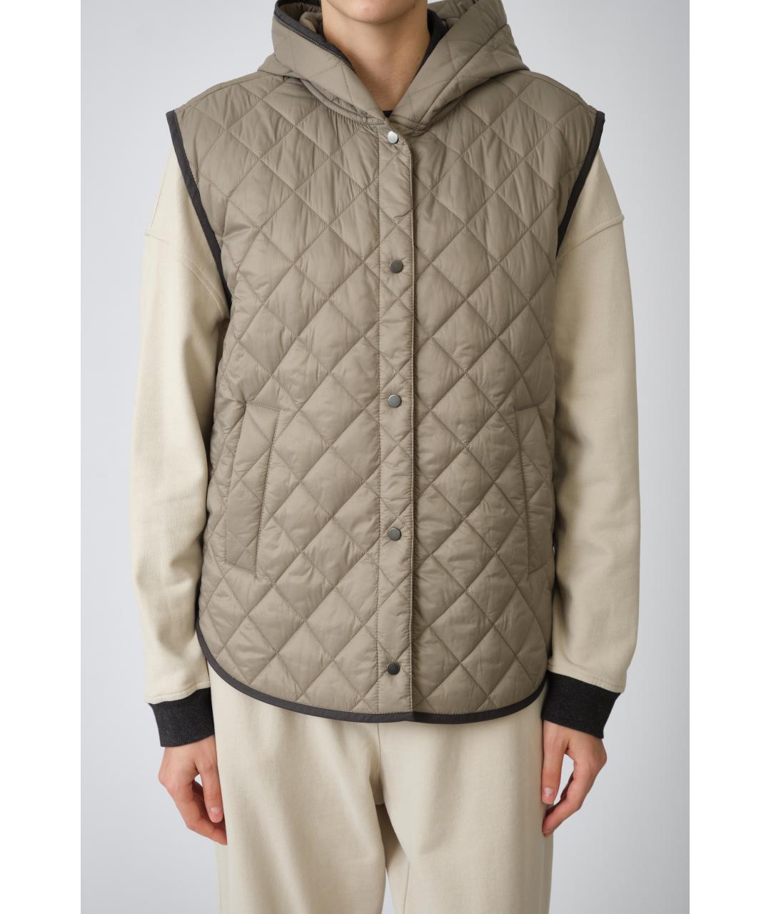 BRUNELLO CUCINELLI Бежевый полиамидовый жилет, фото 4