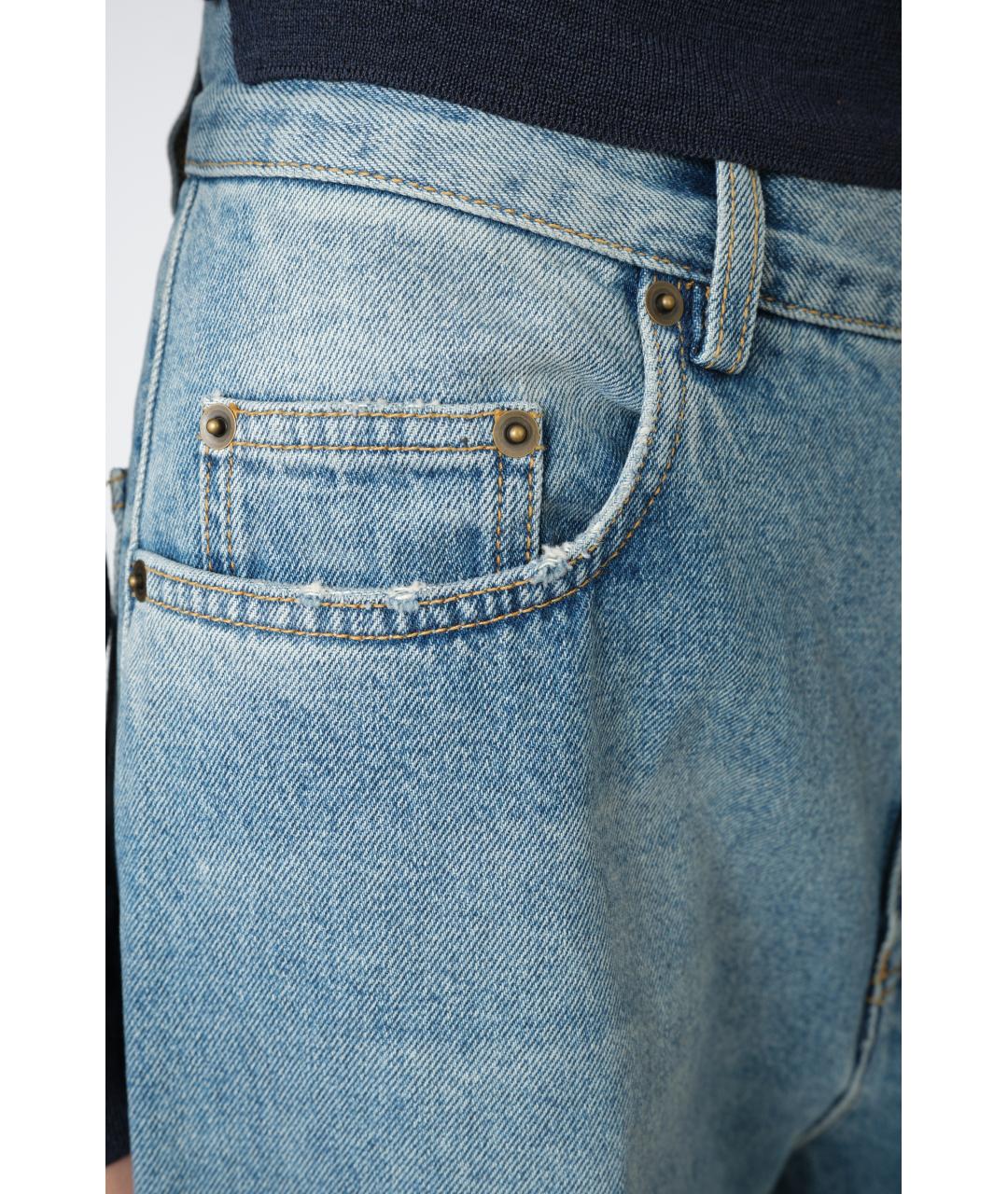 PETAR PETROV Голубые хлопковые прямые джинсы, фото 4