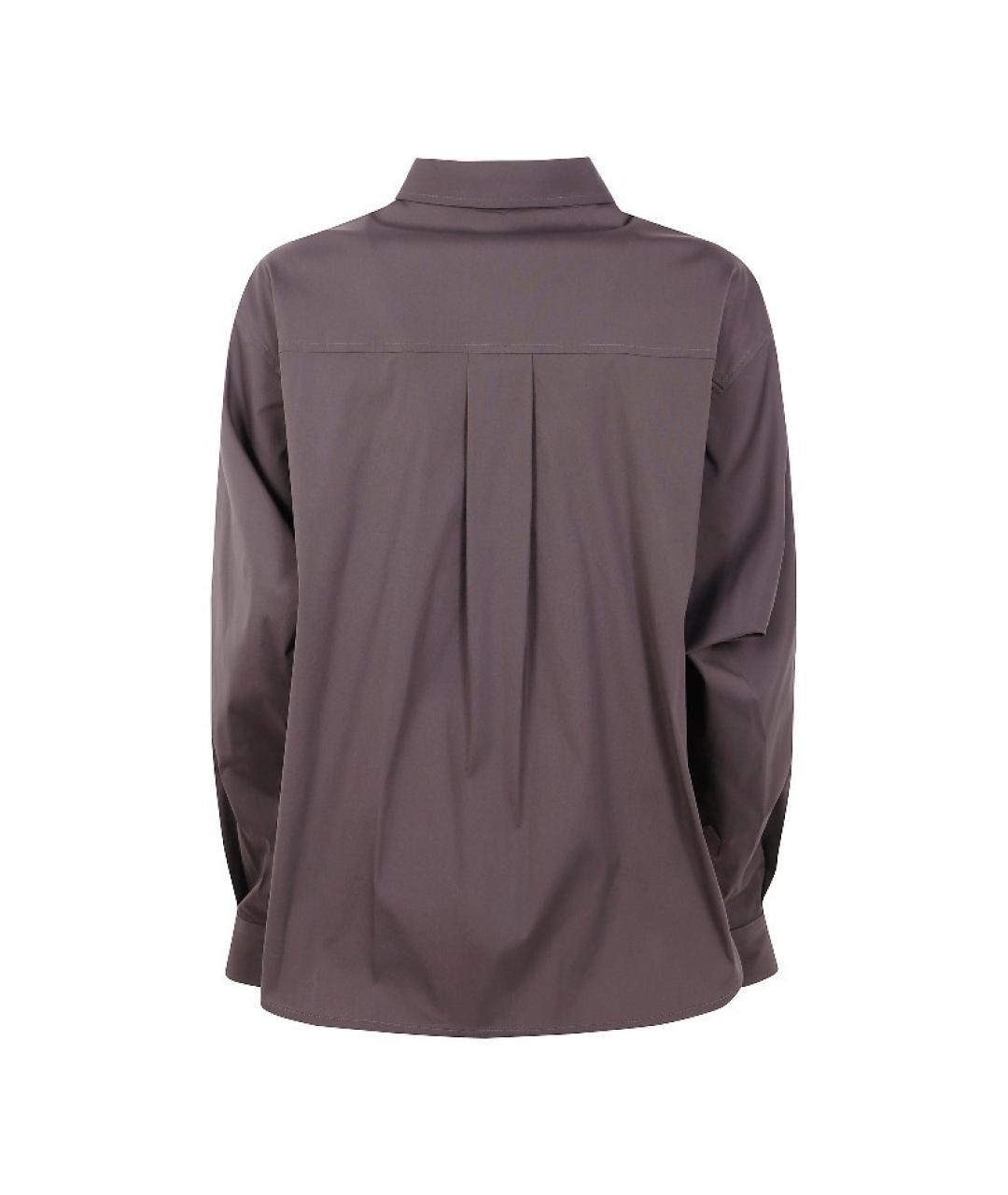 BRUNELLO CUCINELLI Коричневая хлопковая рубашка, фото 2