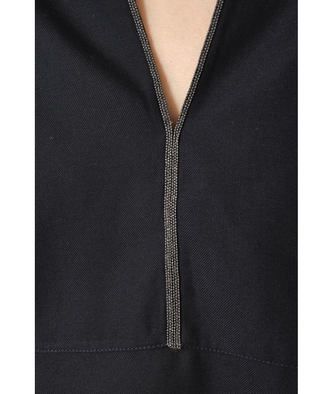 BRUNELLO CUCINELLI Черная полиэстеровая блузы, фото 6