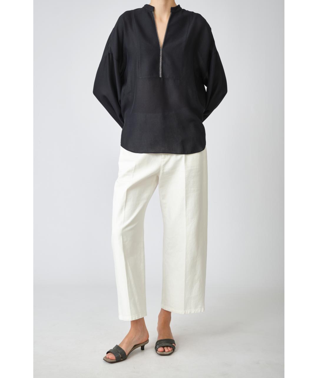 BRUNELLO CUCINELLI Черная полиэстеровая блузы, фото 3