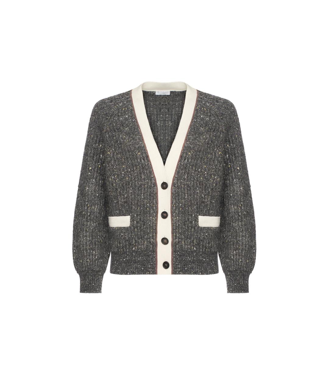 BRUNELLO CUCINELLI Серый шерстяной кардиган, фото 1