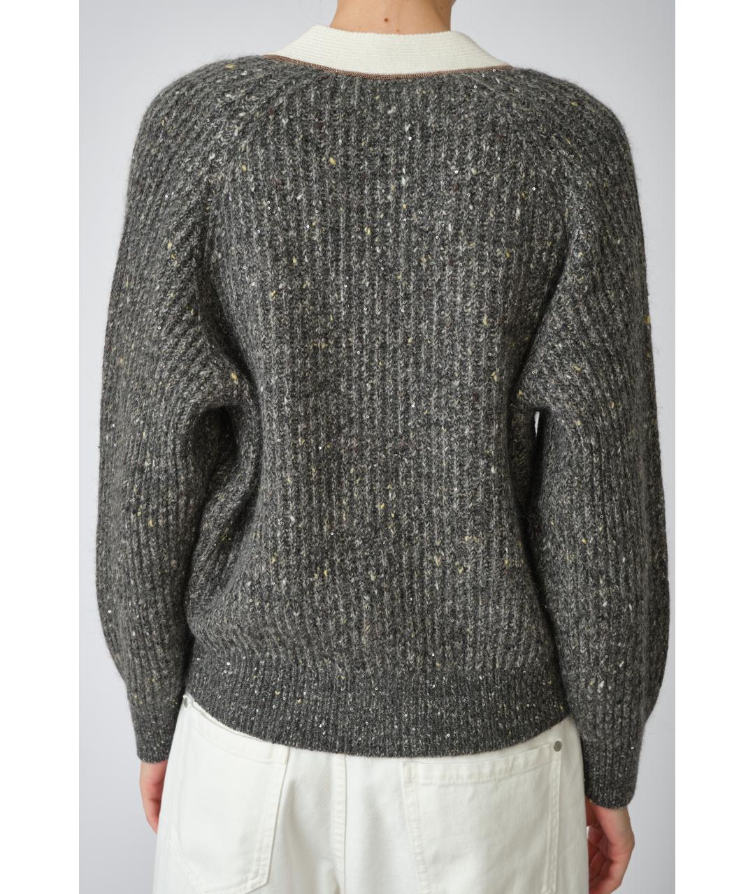 BRUNELLO CUCINELLI Серый шерстяной кардиган, фото 6