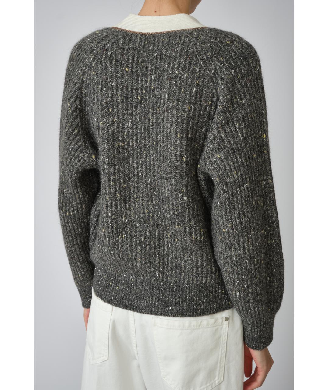 BRUNELLO CUCINELLI Серый шерстяной кардиган, фото 5