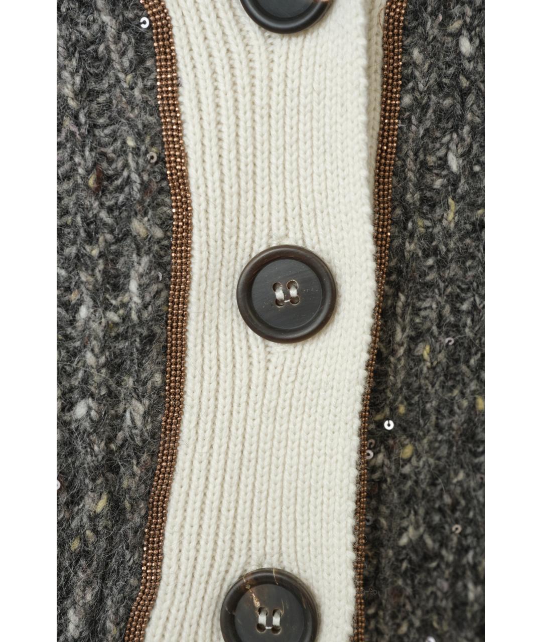 BRUNELLO CUCINELLI Серый шерстяной кардиган, фото 7