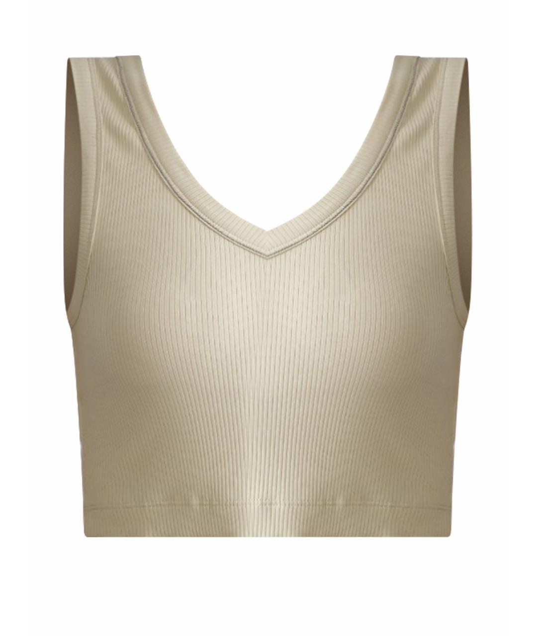 BRUNELLO CUCINELLI Бежевая хлопковая майка, фото 1