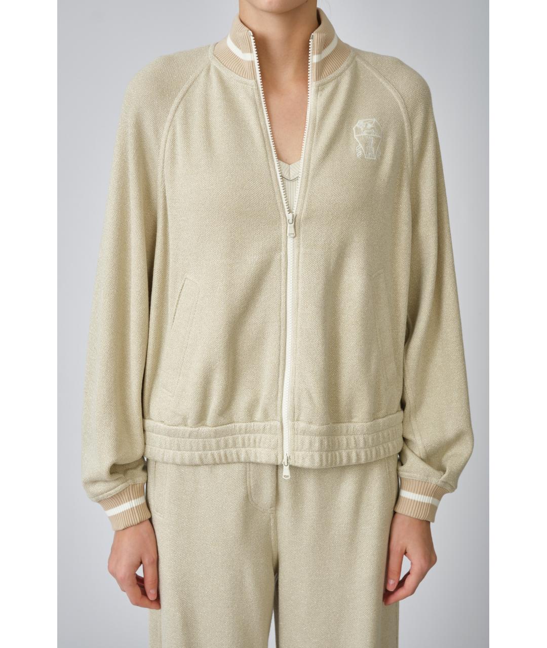 BRUNELLO CUCINELLI Бежевый вискозный кардиган, фото 8