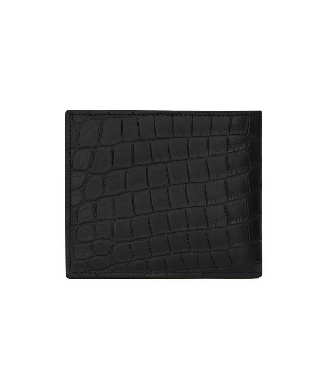 SAINT LAURENT Черный кожаный кошелек, фото 2