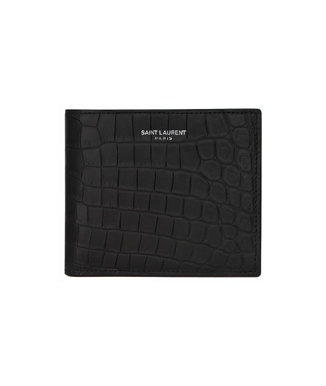 SAINT LAURENT Черный кожаный кошелек, фото 1