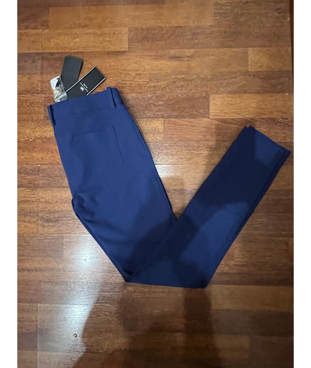 ELISABETTA FRANCHI Темно-синие вискозные брюки узкие, фото 2