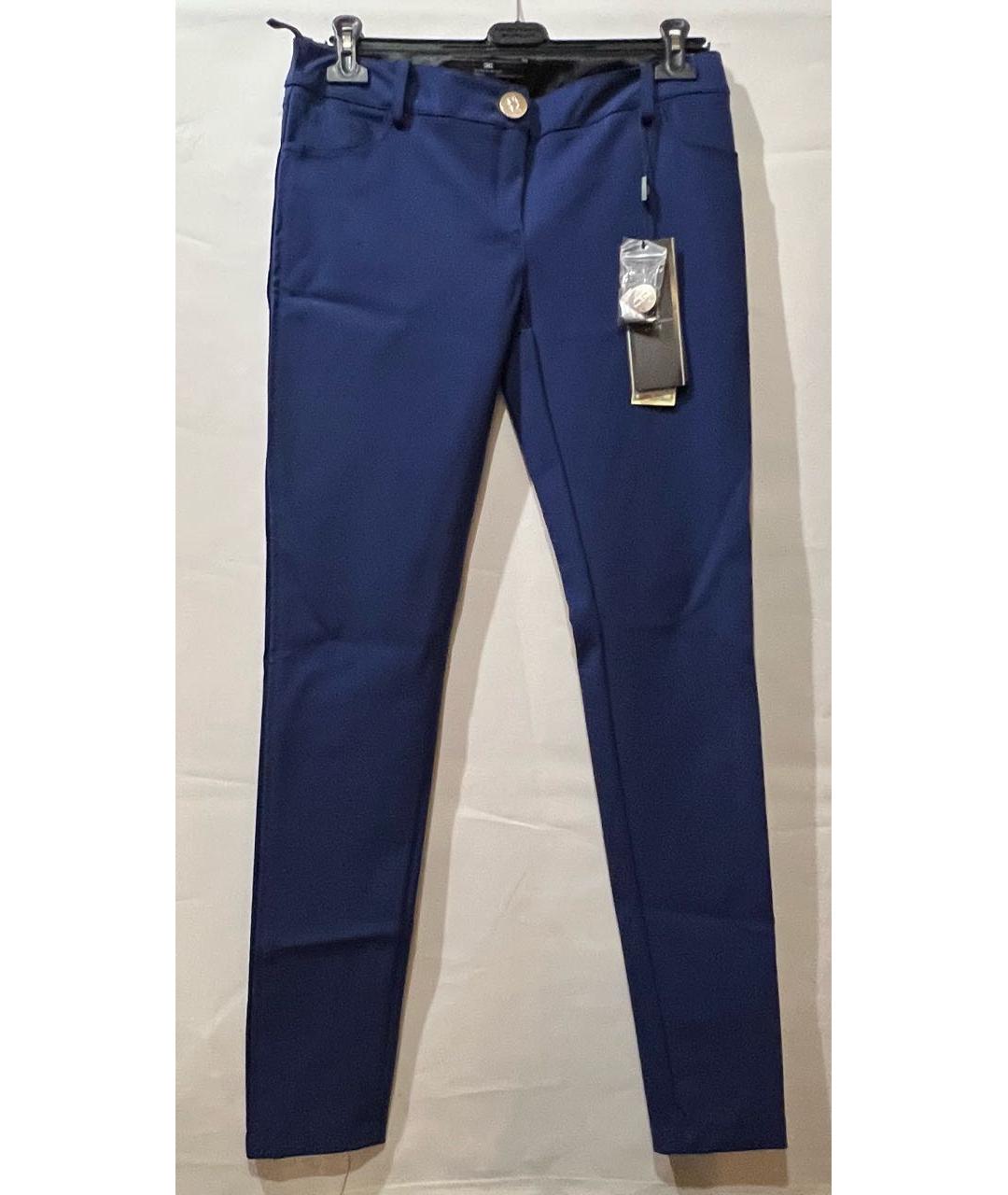 ELISABETTA FRANCHI Темно-синие вискозные брюки узкие, фото 5