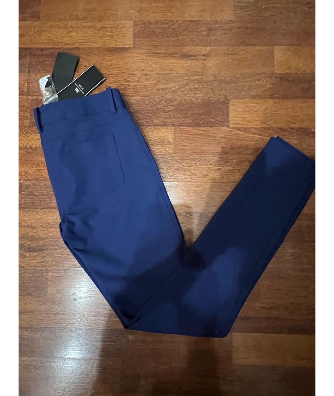 ELISABETTA FRANCHI Темно-синие вискозные брюки узкие, фото 3