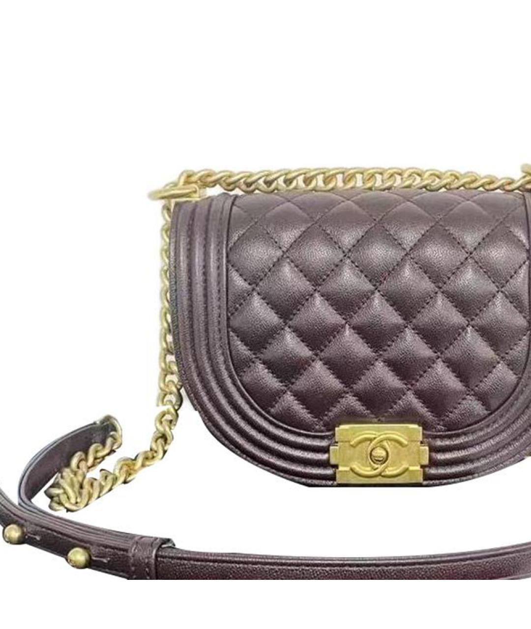 CHANEL Бордовая кожаная сумка через плечо, фото 2