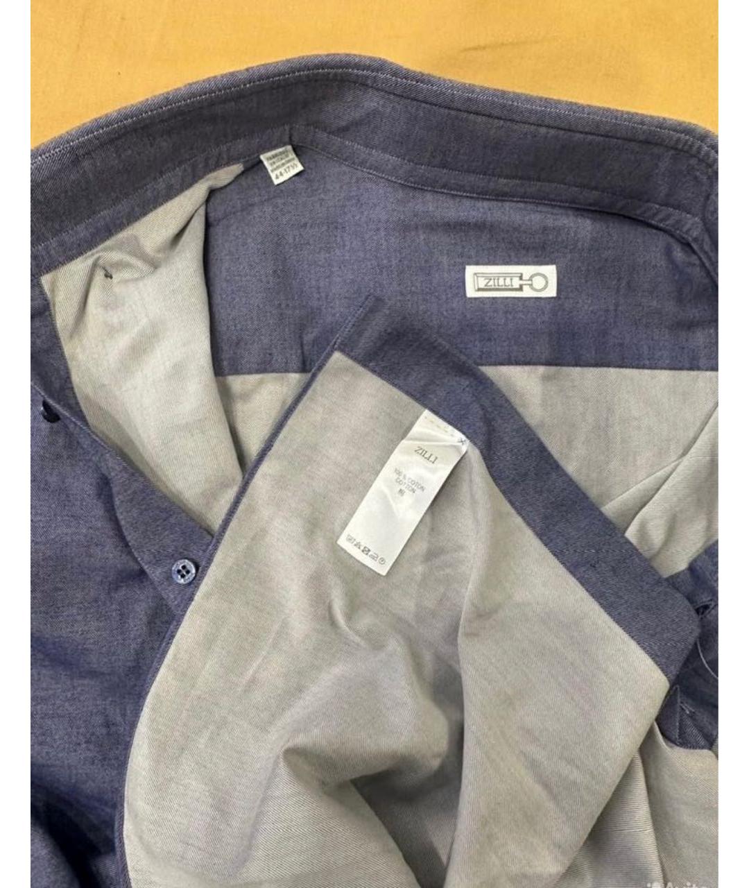ZILLI Синяя хлопковая кэжуал рубашка, фото 3