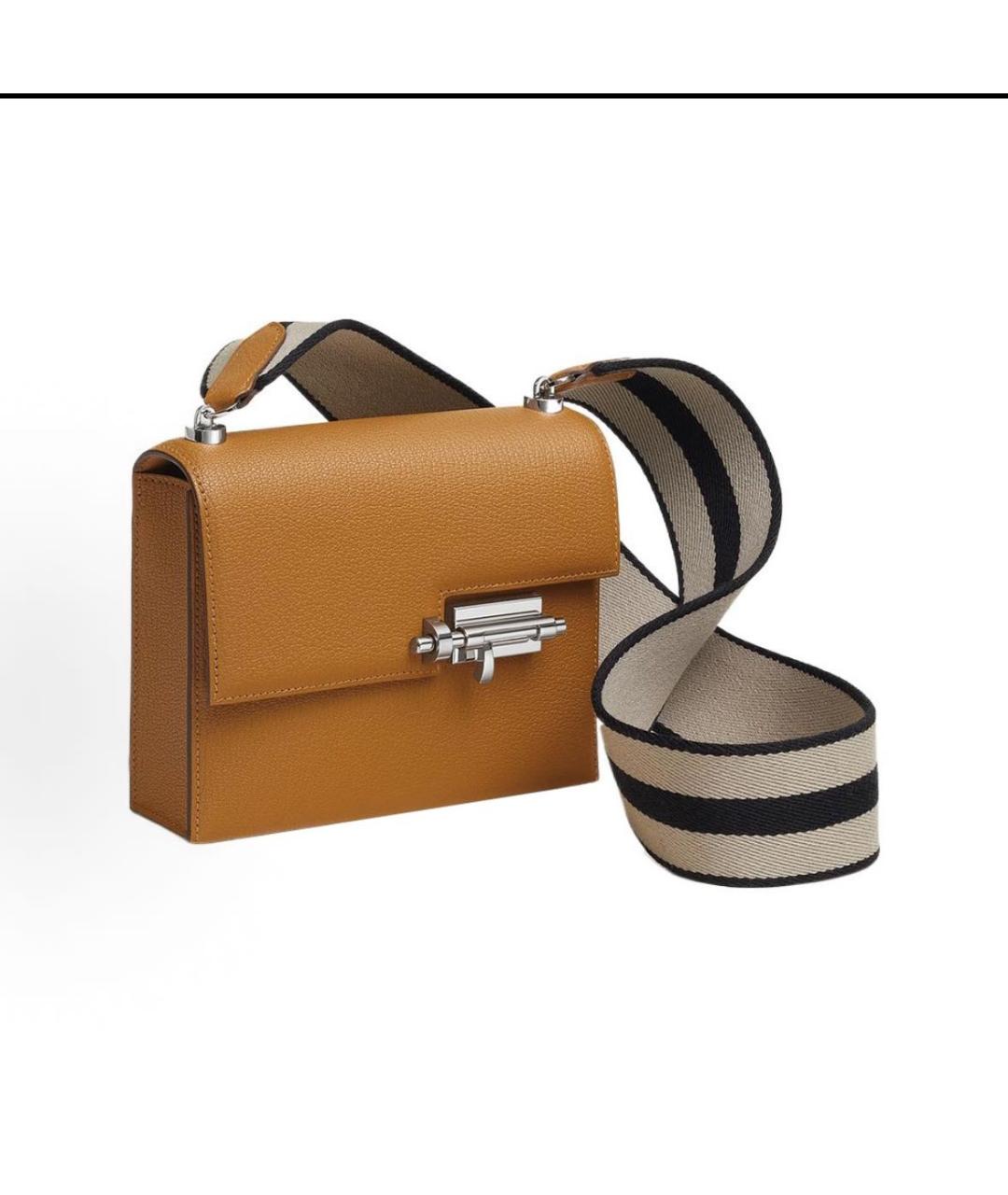 HERMES Горчичная кожаная сумка через плечо, фото 4