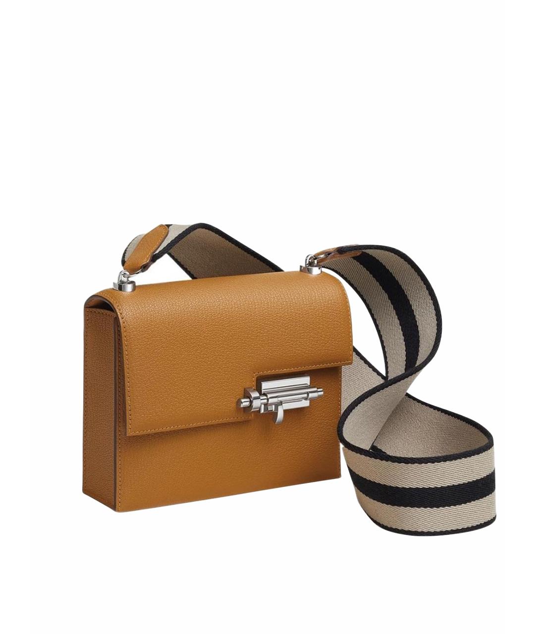 HERMES Горчичная кожаная сумка через плечо, фото 1